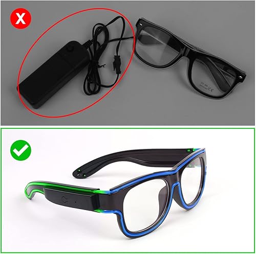 Miniatura 4 de Ainiv Gafas de luz inalámbrica, 3 modos, LED luminosas, que brillan en la oscuridad, para fiestas, DJ, EDM, Halloween, Navidad