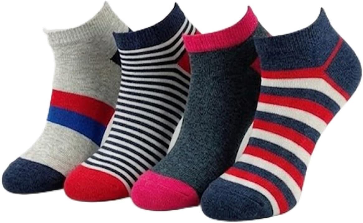 Men's Ankle Socks Multicolor 4-Pack Cotton Blend Casual Crew Socks Size 43-46 - Multicolor, 43-46