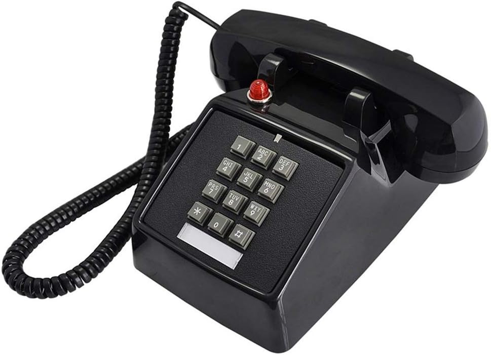 Telephone Retro Rotary Telephone,Push Button Dial Black Antique Telephone,Hotel Telephone for Home and Home Decoration