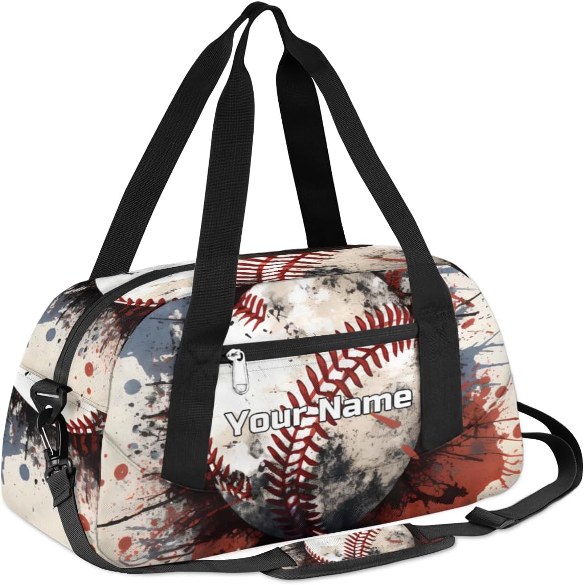Baseball Custom Name Kids Duffle Bag Personalized Text Dance Gym Sports Bag Waterproof Overnight Weekender Travel Bag Carry School Practice Bag for Little Boys Girls Teen Gifts