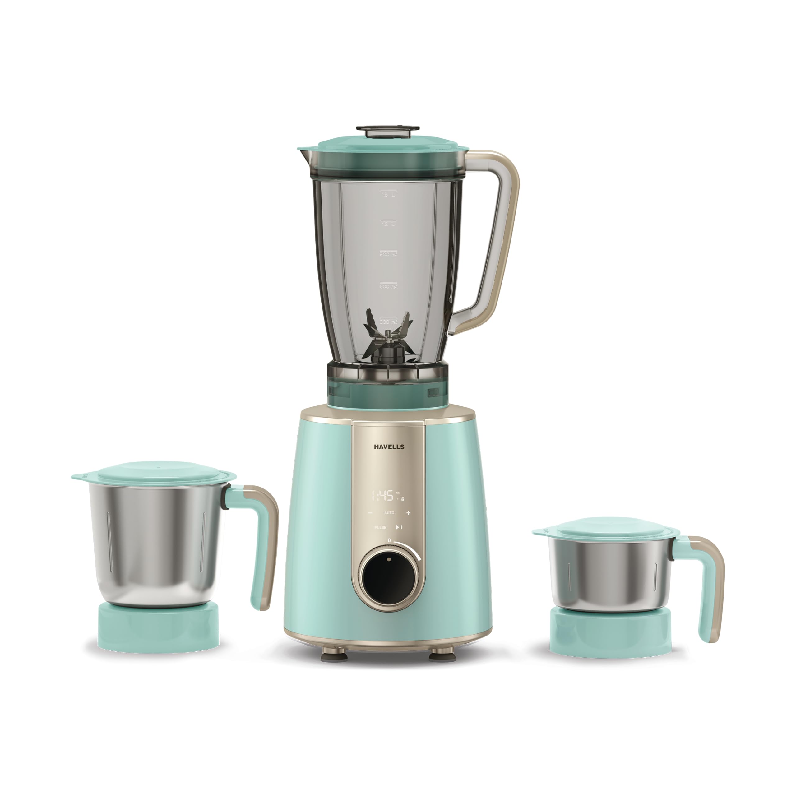 Havells CRAFT Mixer Grinder | Perfect Grinding Mode | Unique Touch Control | Lifetime Warranty on Motor | Powerful 800 W BLDC Motor | 50% Quieter Performance(Blue & Gold)-image-22