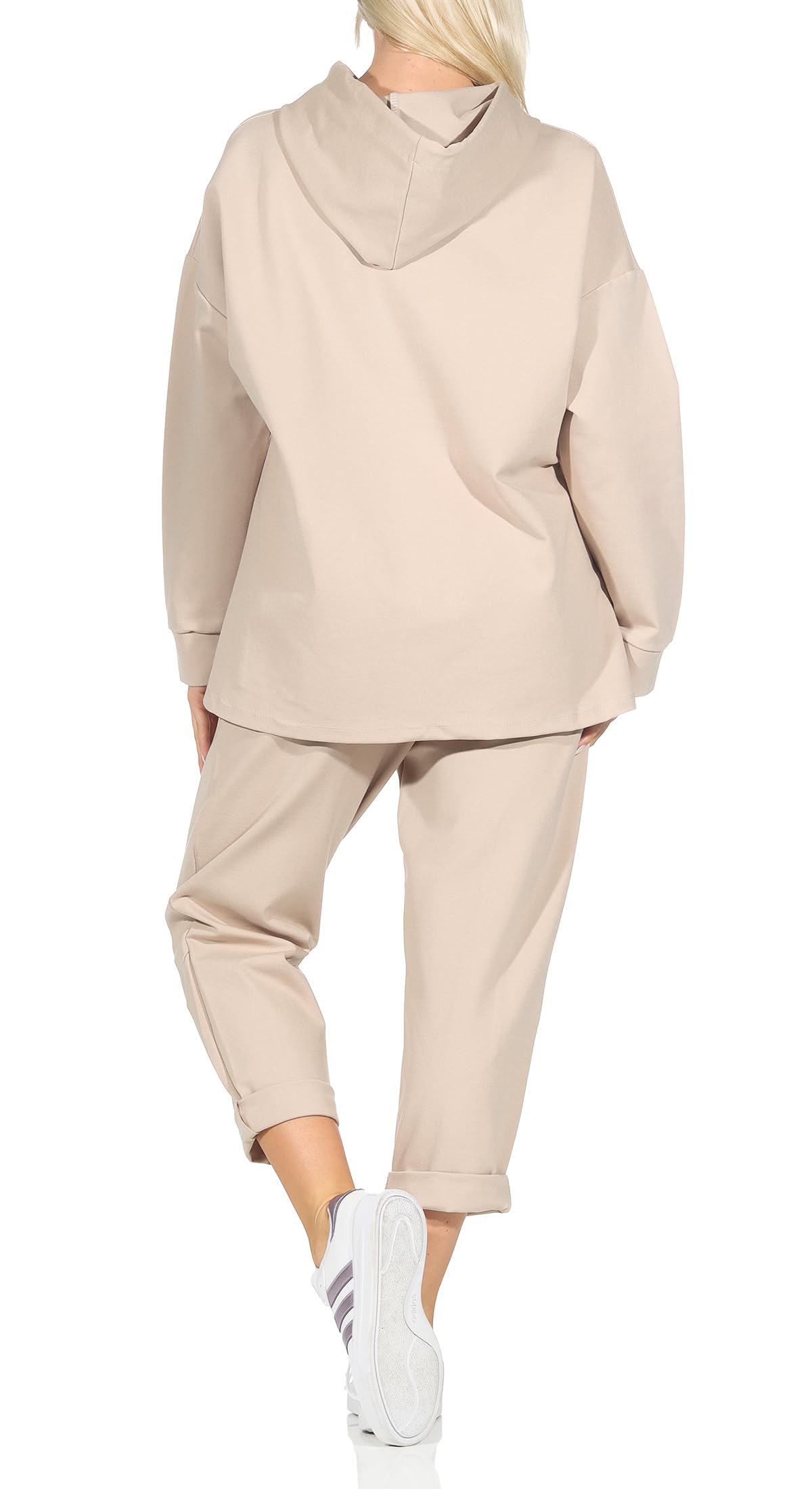 Damen Jogginganzug, Zweiteiler für Freizeit und Sport, Trainingsanzug, Hausanzug mit Hoodie und Hose Kapuze 7036