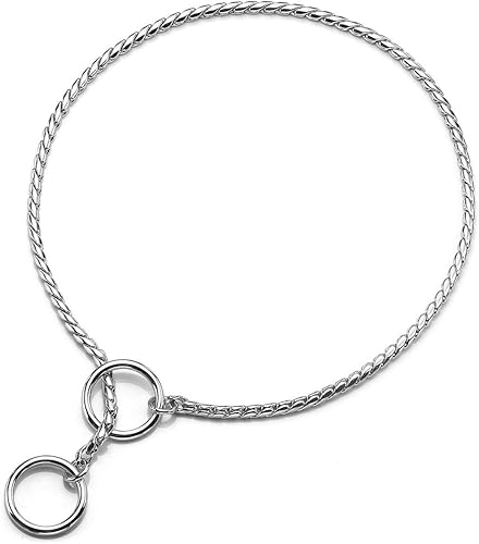 Filhome Collar de cadena de metal para perro, cadena de serpiente para cachorros, collar de acero inoxidable para perros que caminan y entrenan