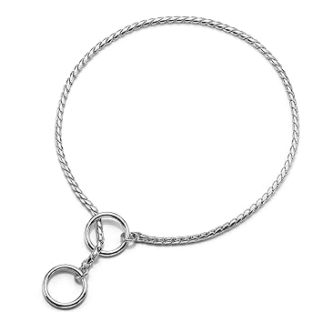 Filhome Metal Chain Dog Choke Collar, Puppy Pet Snake Chain Stainless Steel Slip Chain Collar for Dogs Walking Training