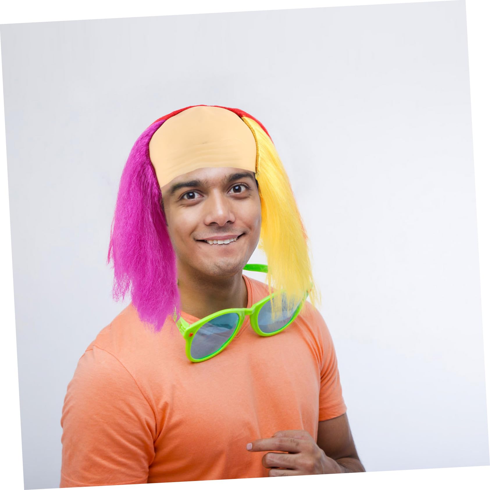 Bunte Clown Perücke für Frauen Leichte und Flauschige Faschingsperücke für Halloween Karneval Dj Partys Kostümspiele und Bühnenauftritte