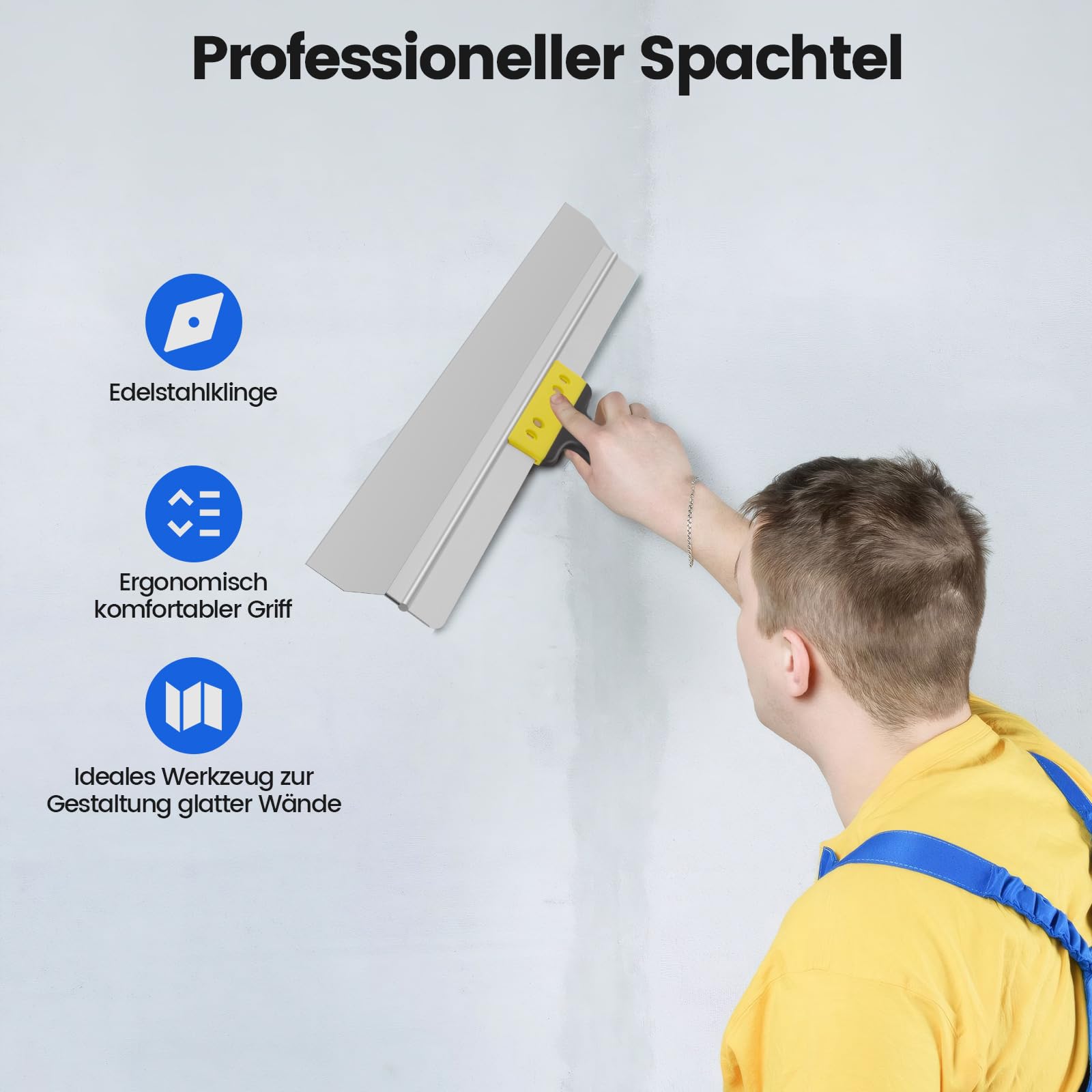 Couteau à Enduire, Couteau à Enduire En Acier Inoxydable Avec Manche Ergonomique éPaisseur Lame: 0,65 Mm, Largeur: 600 Mm Rouleau Truelle Plate Outil Pour Enduire Lisser Et RéNover Les Surfaces Sèches