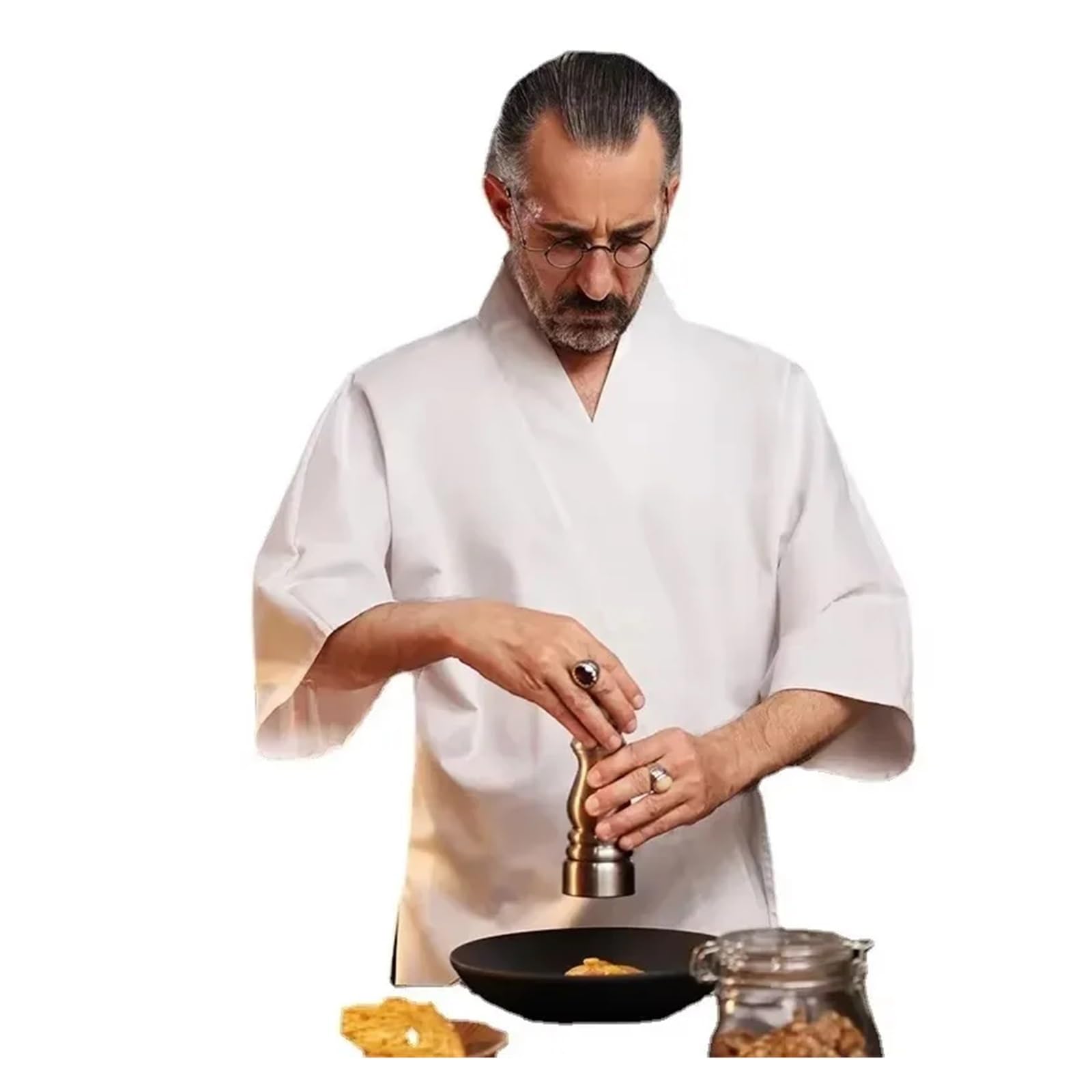 Chaquetilla Cocinero Hombre El Personal del Restaurante de Sushi USA Uniforme Chef Cocina Estilo té y Han