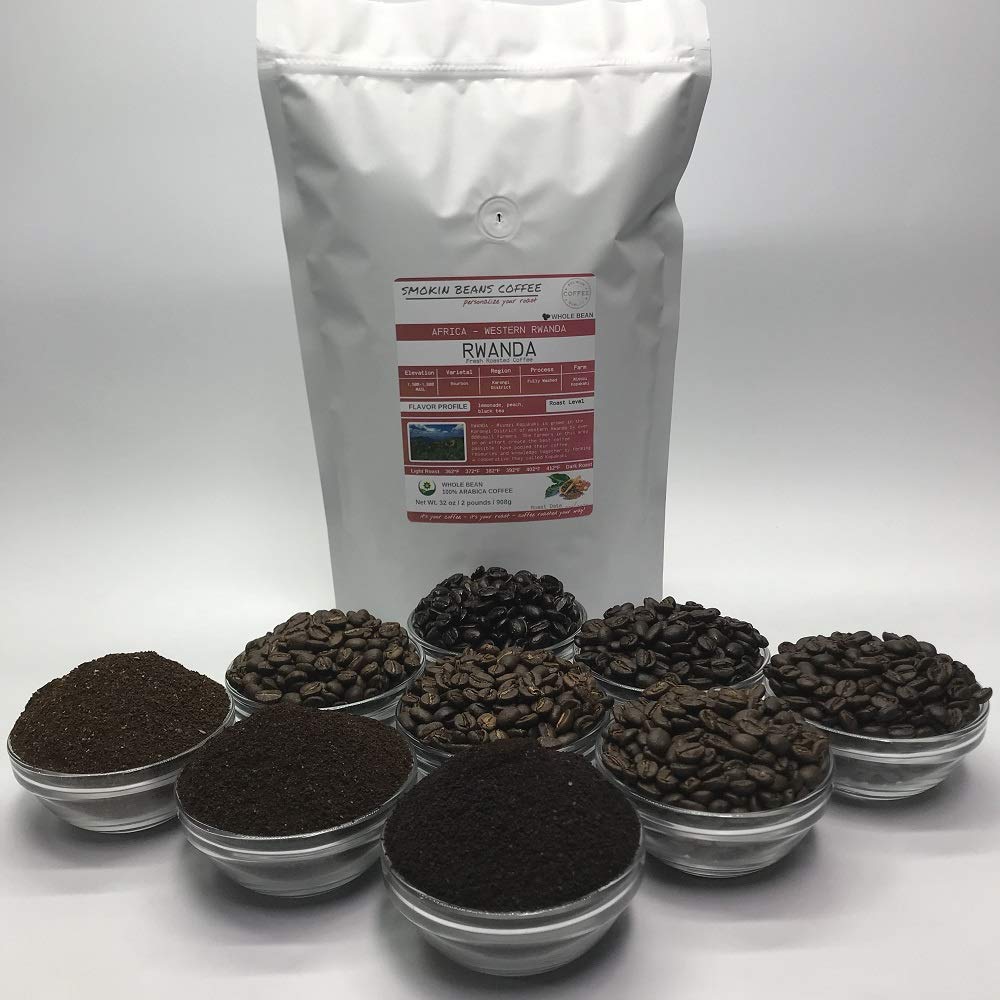 Smokin Beans 2-Pound Africa Rwanda Aa Freshly Roasted Coffee, Washed Processing, Medium Roast, Premium Whole Bean Specialty Coffee