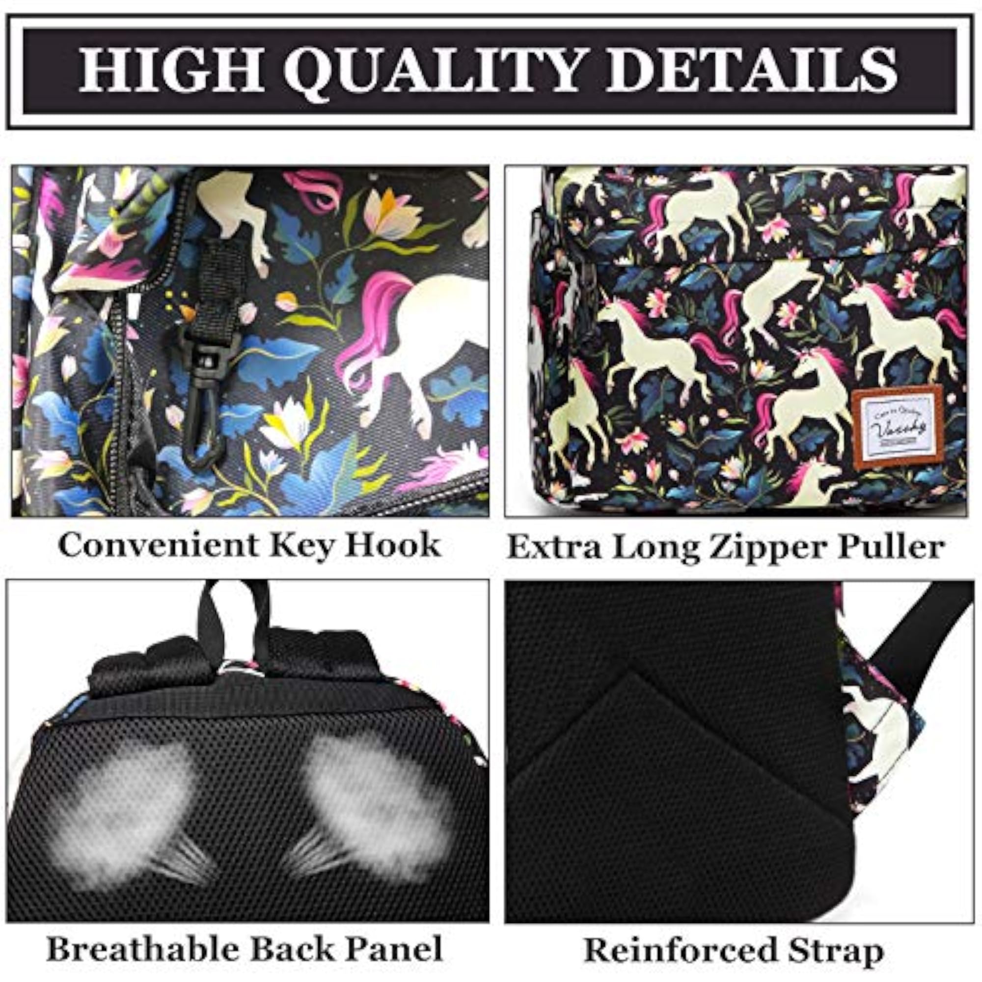 Girl's 14-in Polyester Unicorn Casual School Backpack