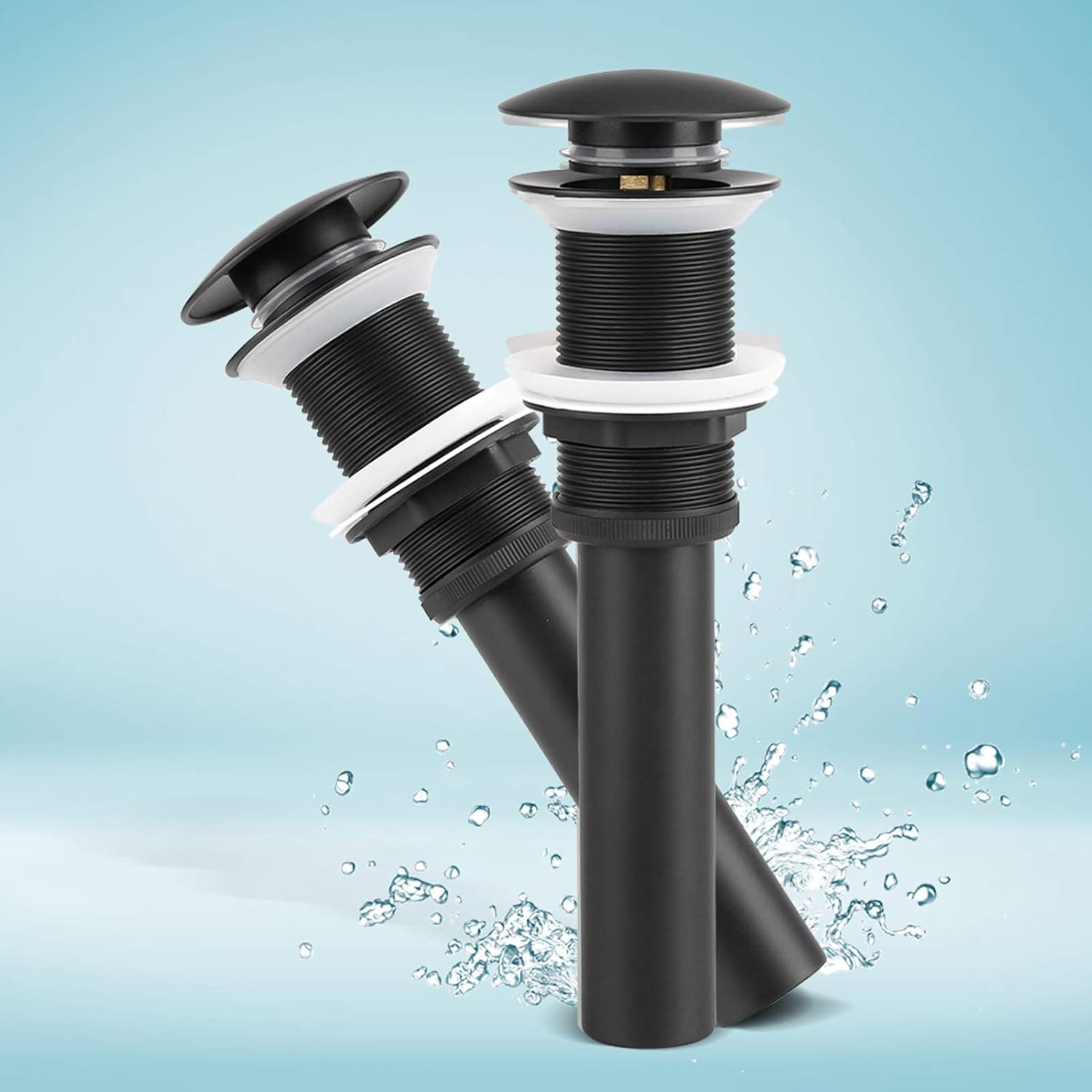 Brass Popup Drain Stopper, Helps to drain water in basin, Made of premium brass with black color, Smooth push button