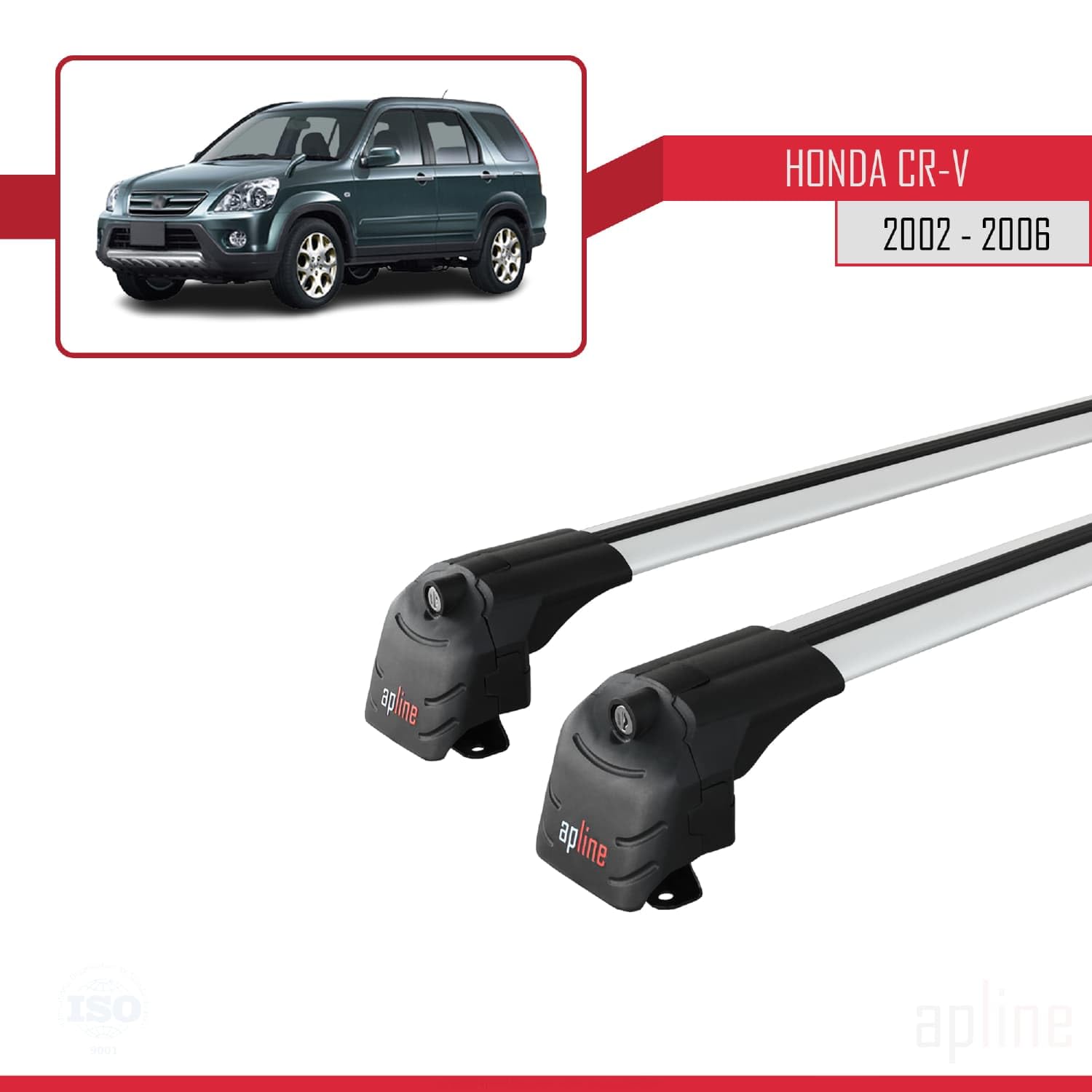 Kompatybilny z Honda CR-V 2 2002-2006 ACE-2 Model Aluminiowy bagażnik dachowy – 2 poprzeczki, szary