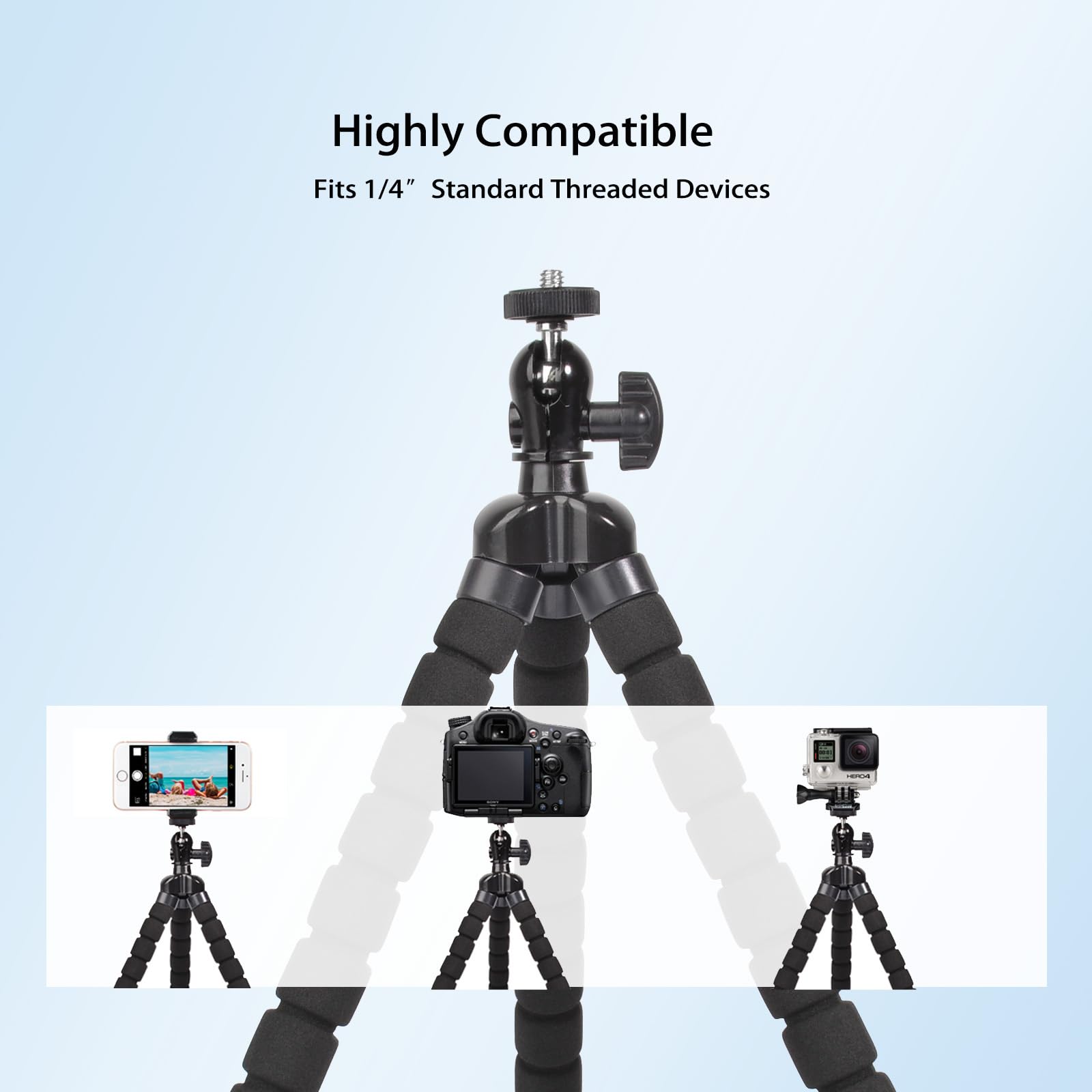 Phone Mini Stativ, Ruittos Premium Flexibles Handy Stativ Ständer Kompatibel mit iPhone Samsung go Pro, Kleine Digitalkamera,