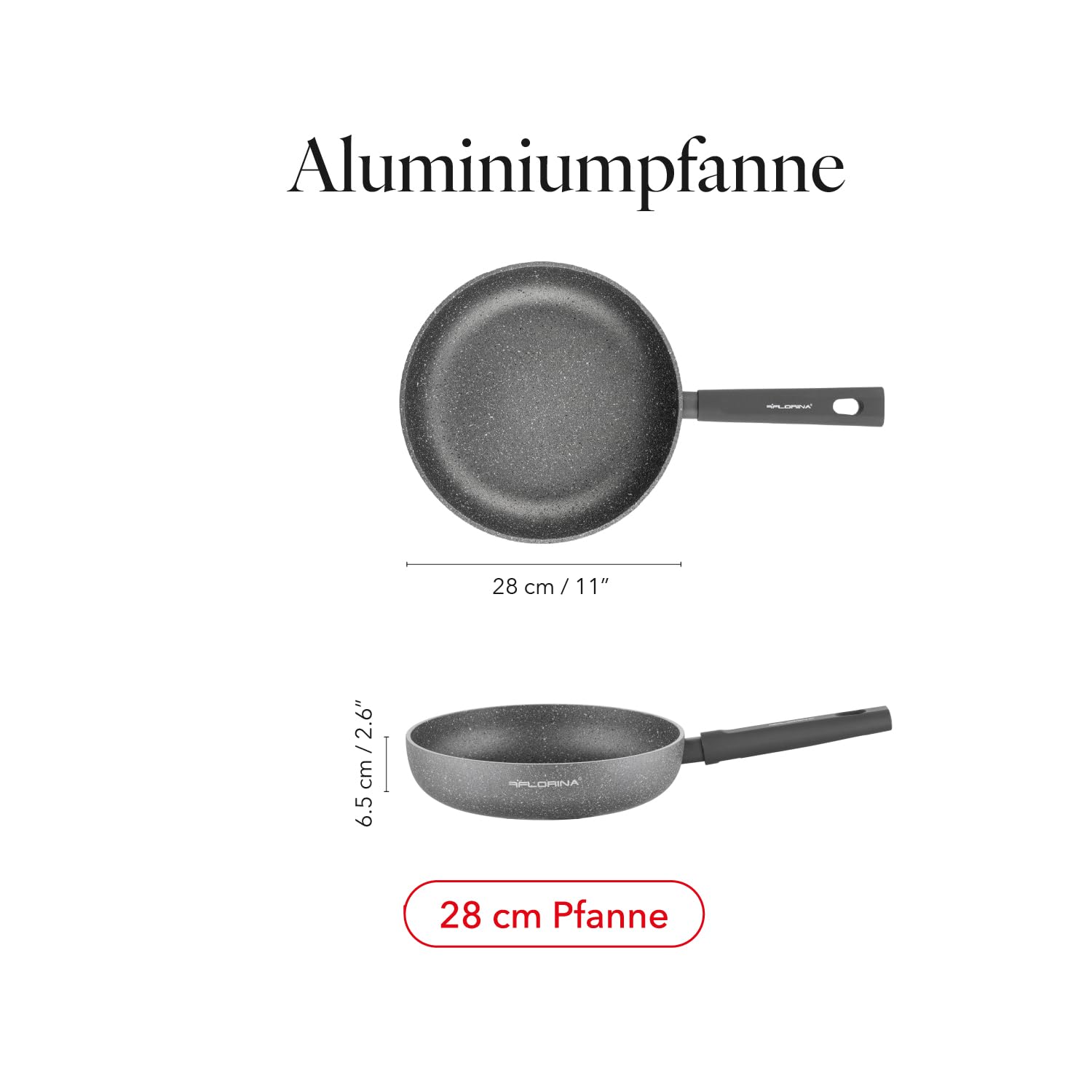 Florina - Bratpfanne aus Aluminium LAVA STONE I 28 cm Durchmesser I Tiefe Pfanne Induktion I Antihaftbeschichtet Universalpfanne I Geeignet für Induktionsherd – Bild 2