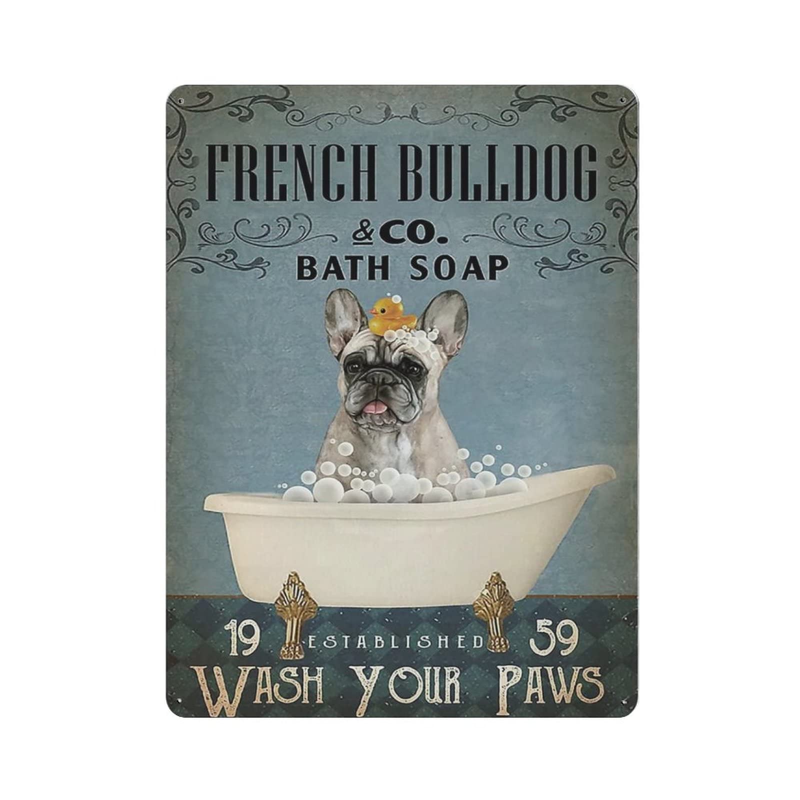 AOOEDM Cute Dog Wash Your Paws Vintage Metal Tin Sign for Home Coffee Shop Office Wall Art Metal Poster Garage Decor Man Cave Sign Inspirational Quote Wall Decor