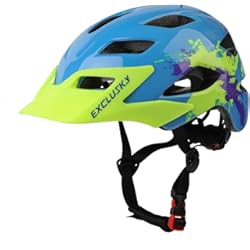 Casco De Bicicleta Animado Casco Bici Niño 50-57cm, Exclusky Casco Bicicleta Niño con Visera para Casco Enduro MTB BMX Patinete Ciclismo (5-13 Años)