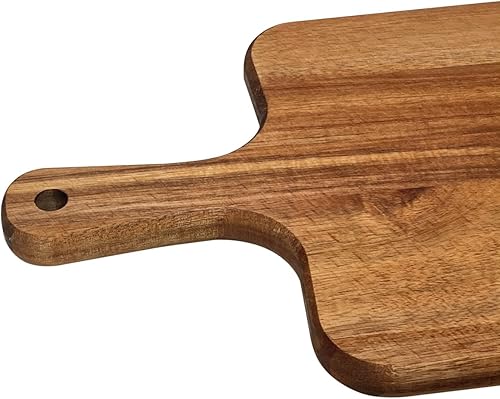 Miniatura 4 de Tabla de cortar de acacia de 17 x 9 pulgadas, tabla de servir de madera con asa, tabla de cortar de acacia para el hogar, cocina, boda, fiesta