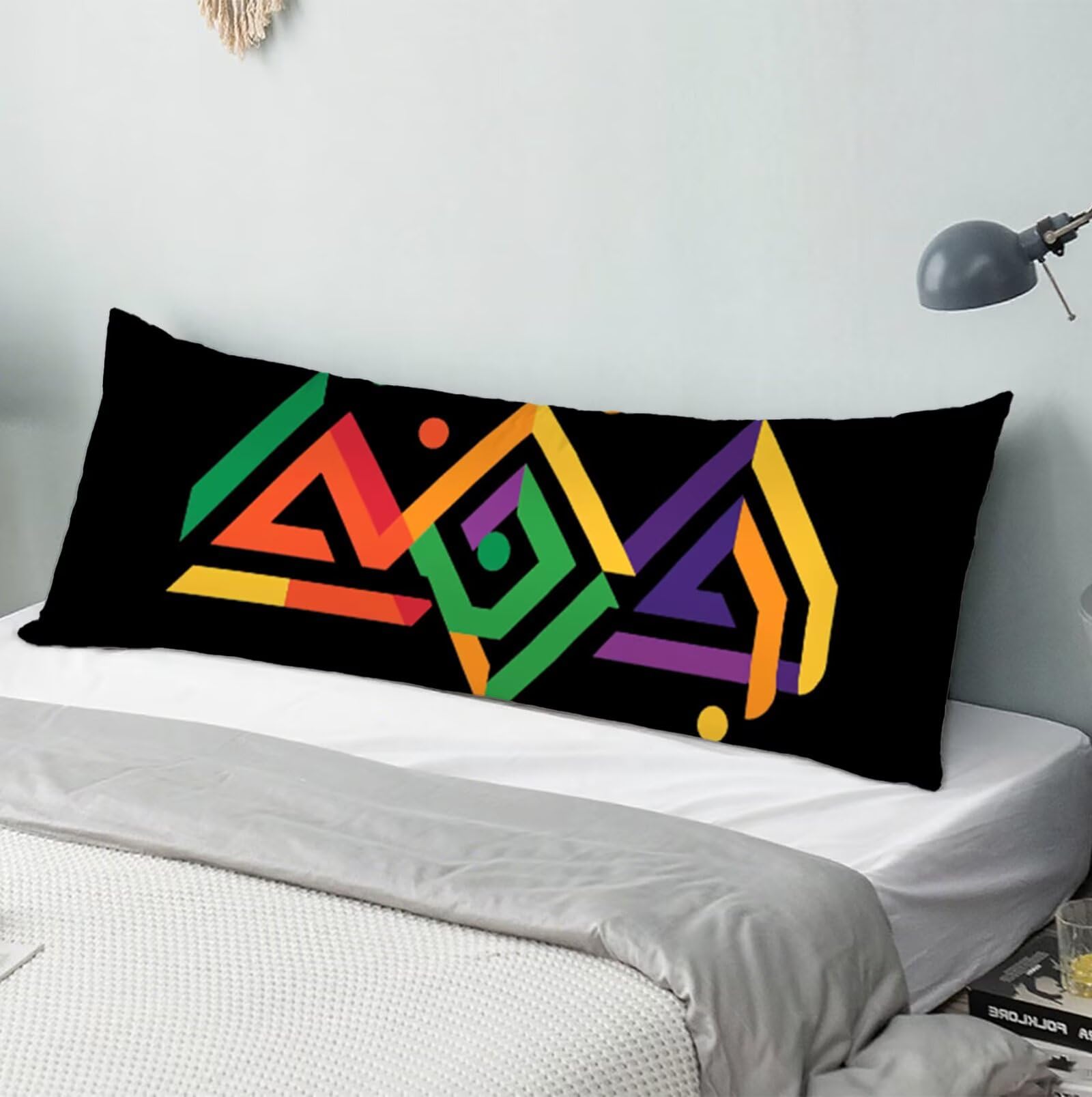 Seitenschläferkissen Bezug 60 x 180 cm Farbe Seitenschläferkissen mit Unsichtbarem Reißverschluss, Samt Atmungsaktiv und Weich Schwangerschaftskissen Body Pillow Modern, für Deko Wohnzimmer R-9301
