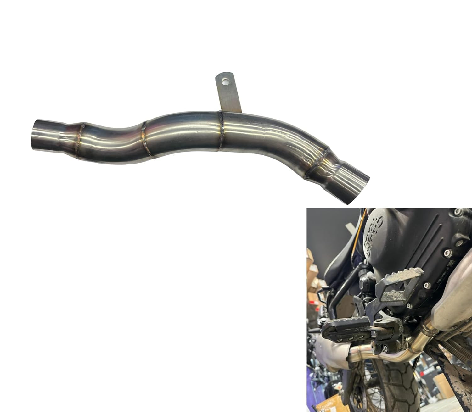 Himalayan 450 latest BS6 slip on bend pipe/link pipe pack of 1 (Silver)-image-10