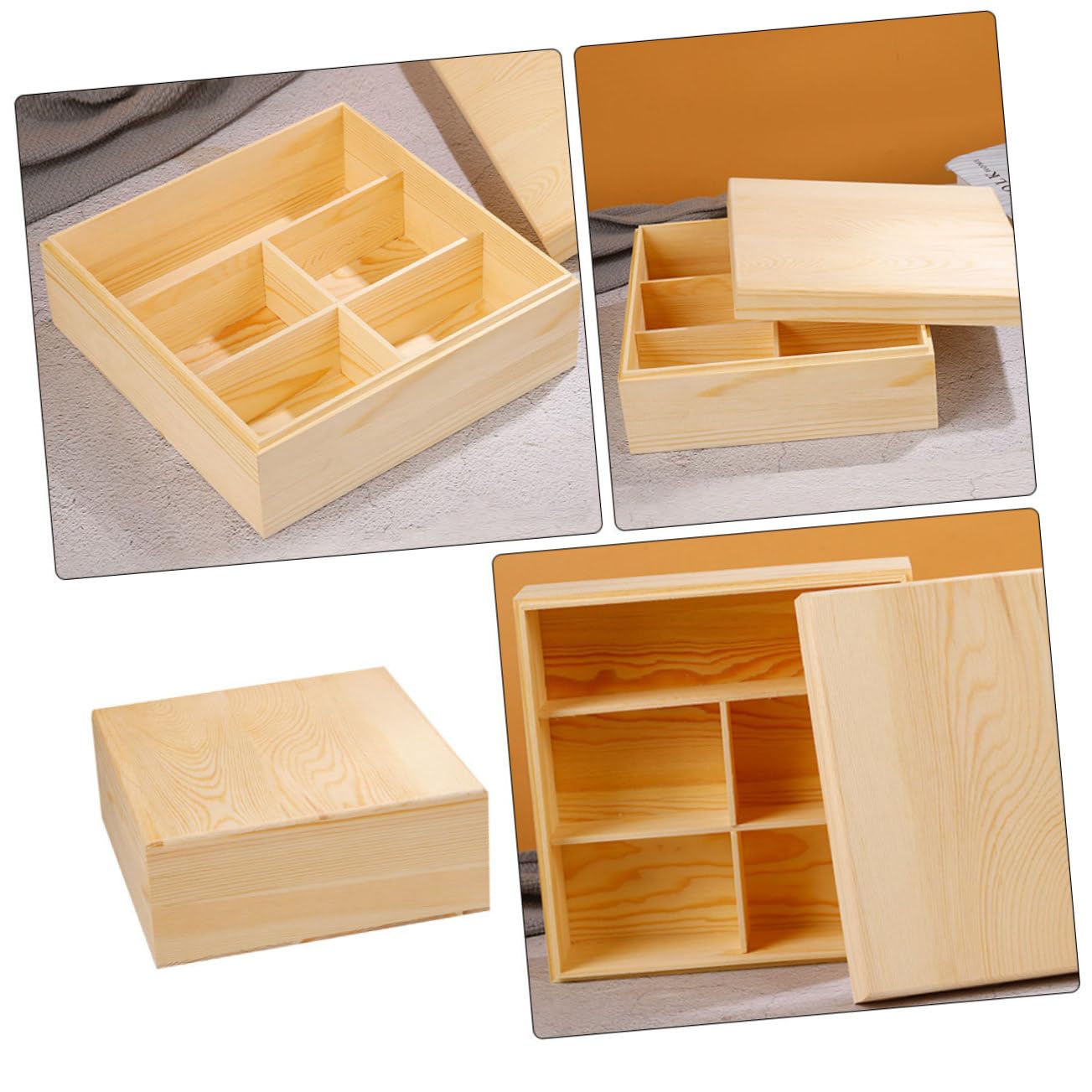 Caja Organizadora de Bolsitas de Té de Madera Beige para Hogar | Compartimentos para Sugar Packets y Tea Bags, Uso en Office Kitchen, Fácil de Llevar