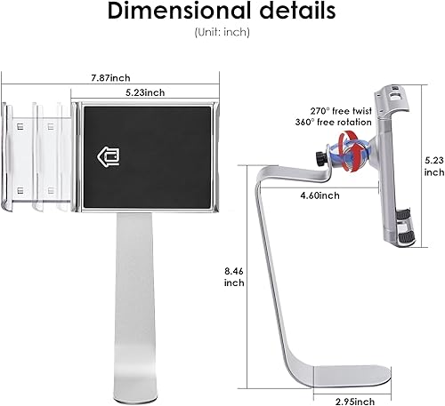 Miniatura 2 de Weilianda Serie de asientos de cine en casa, soporte giratorio para tableta y teléfono celular, accesorios para sofá, 2 juegos de plata