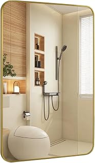 Gold Bathroom Wall Mirror 24x36 Inch Rustproof Frame