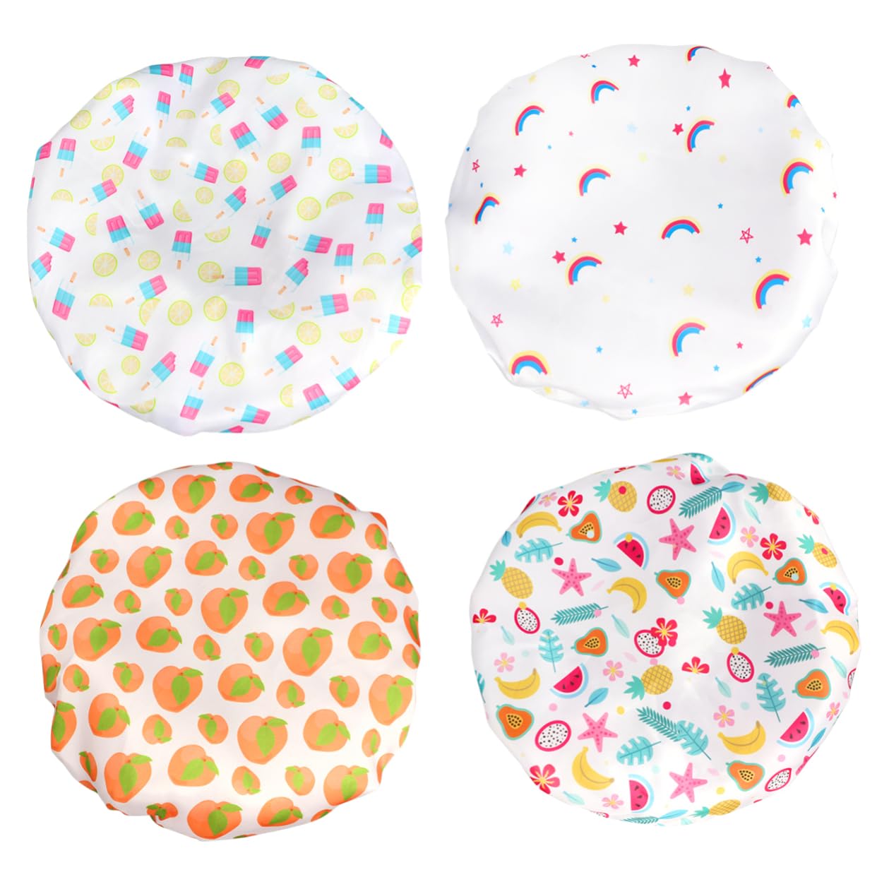 DOITOOL 12stücke Teiliges Wasserfester Satin-duschhaube Für Damen Bedruckte Doppellagige Schlafmütze Für Komfortables Duschen Und Make-up Entfernen Verschiedenen Farben Erhältlich