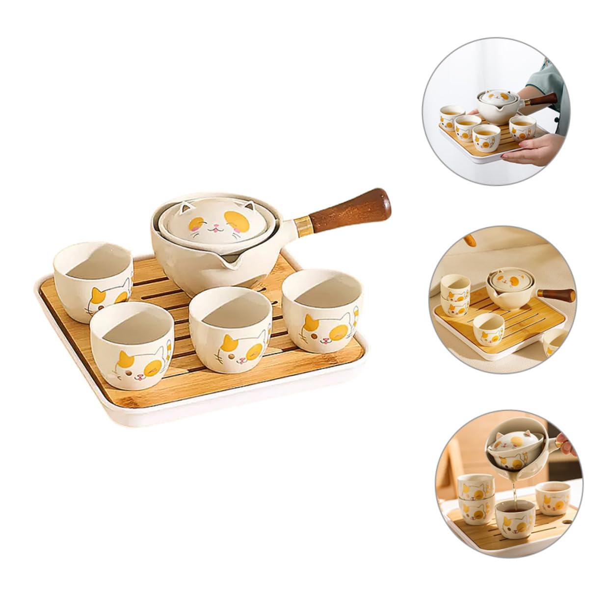 Toyvian tè Portatile in Ceramica con Teiera Girevole Kit da Viaggio per Preparazione del tè Set da Cinese per Casa e Regalo per Appassionati di