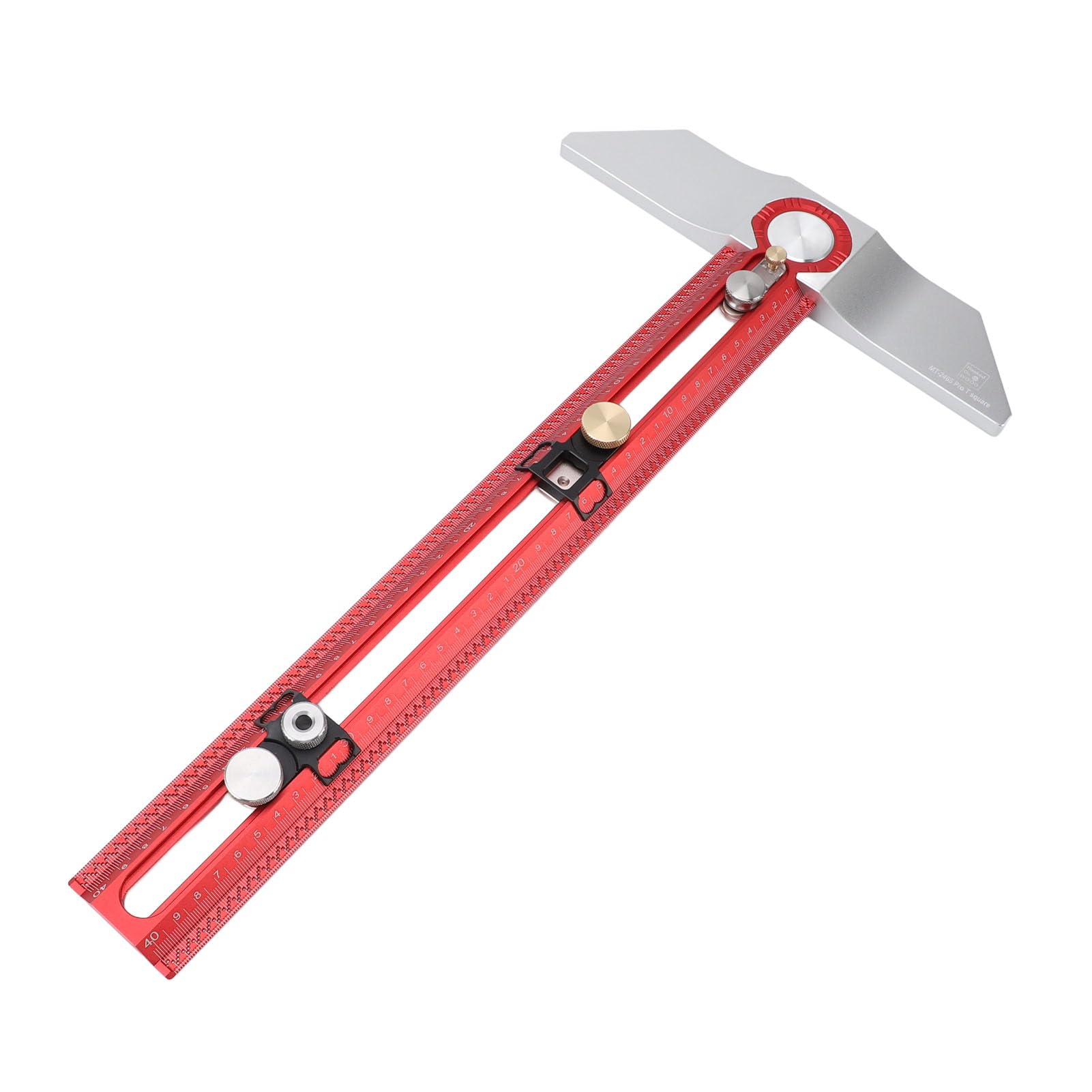 Hyuduo Linijka Traserska do Obróbki Drewna Typu T, Linijka Kątowa do Dziurkowania i Wiercenia ze Stopu Aluminium 45,5 X 25,5 Cm, Precyzyjne Narzędzie do Znakowania do Projektów DIY w Obróbce Drewna