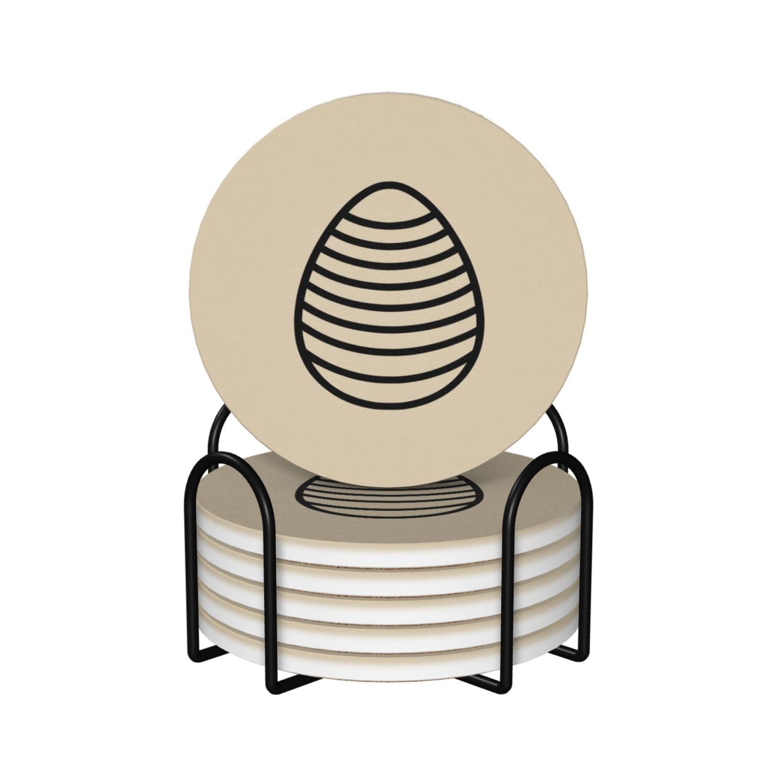 Simple andist Egg Ceramic Coasters with Holder 6ps