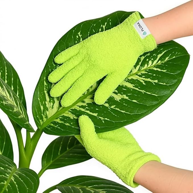 Flora Microfiber Dusting Gloves for Houseplants Save Your Plants from Hidden Killers Ultra-Gentle Microfiber Leaf Cleaners for Indoor Plants Washable & Reusable