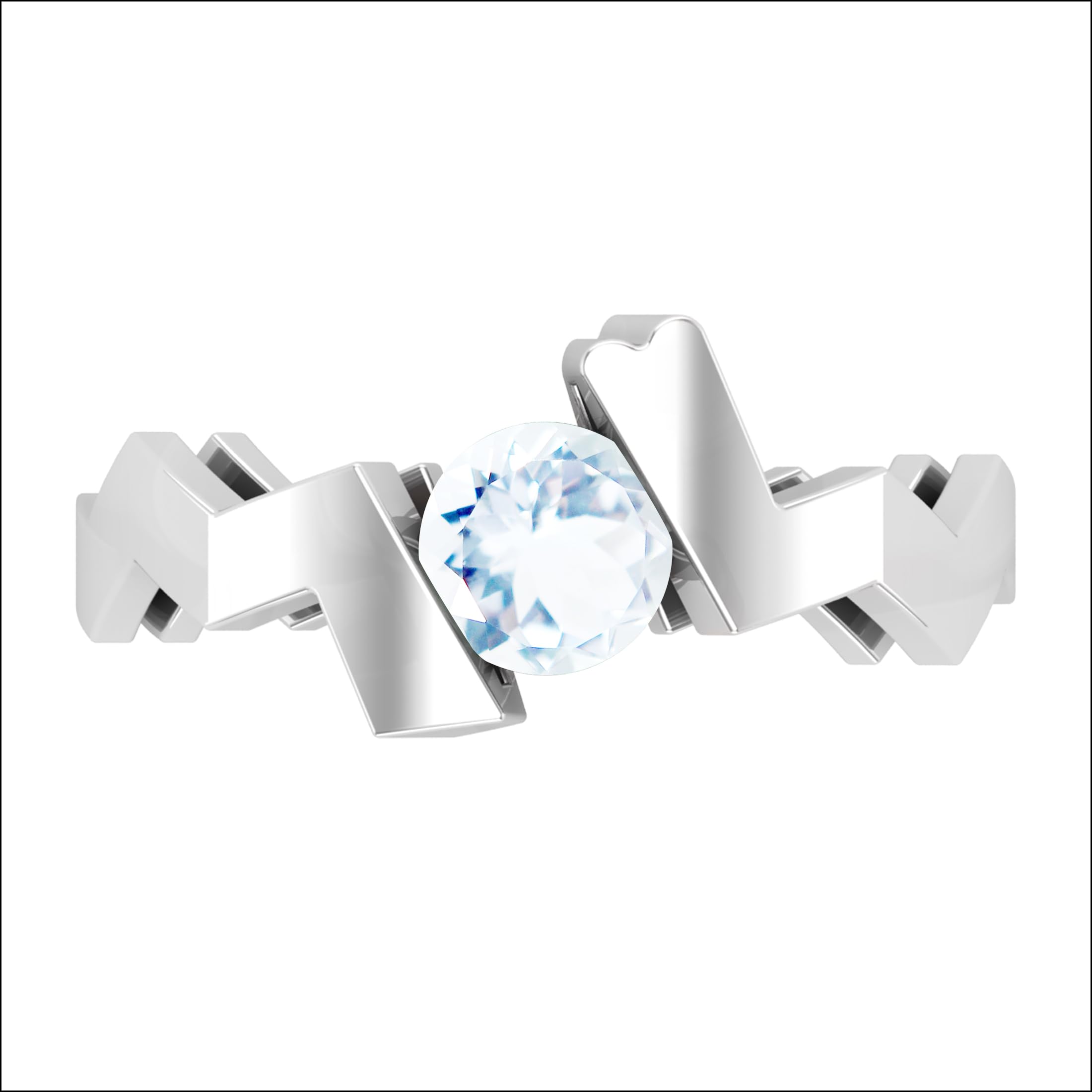 Dazzlingrock Collection 5 mm runder Aquamarin-Zick-Zack-Solitär-Verlobungsring für Damen aus 925er Sterlingsilber