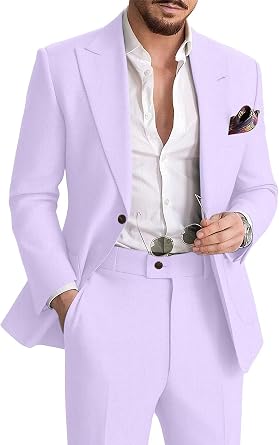 Mens Linen Suit 2 Piece Summer Suits for Men Beach Wedding Prom Outfit