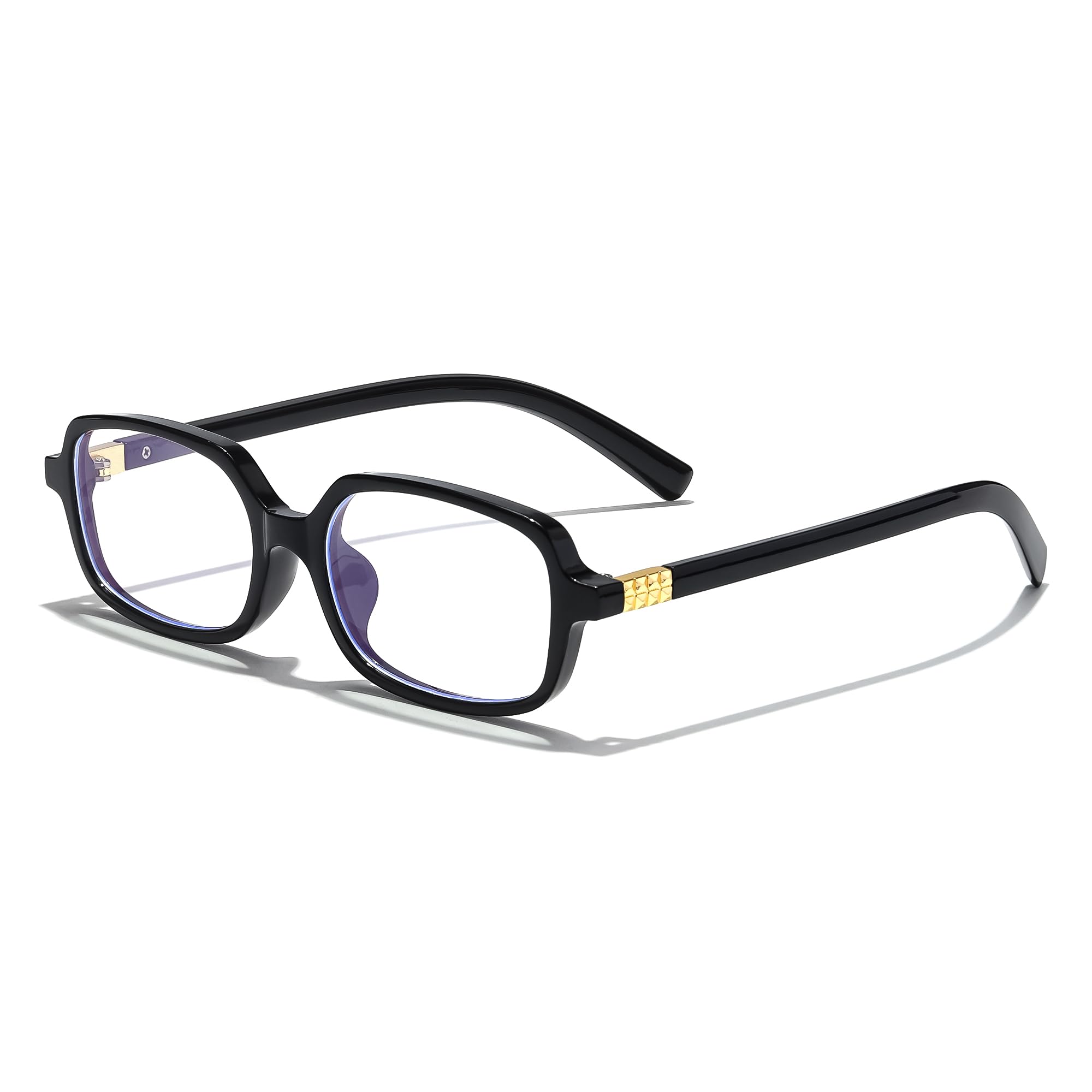 HIGLASS Trendy Rectangle Blue Light Glasses for Women & Men, Small Square Tortoise Frame Retro Fake Eyeglasses