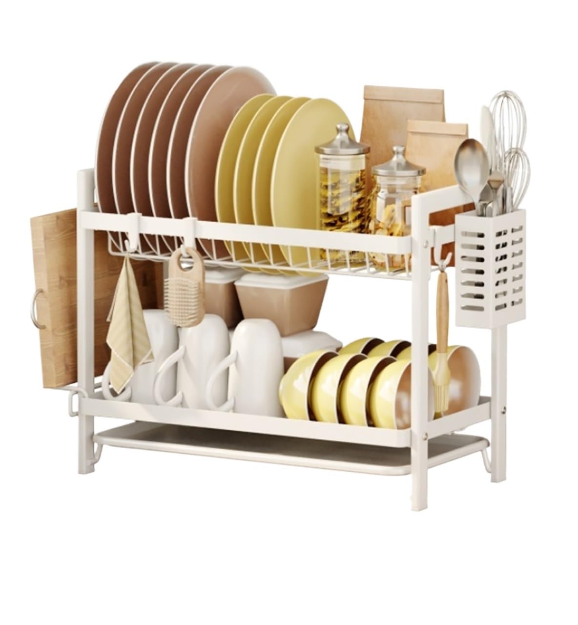 QCKNKMGG Draining Washing Up Holder, Dish Drainer Rack Multicolor Multiple Sizes(White,44 * 24 * 34CM)