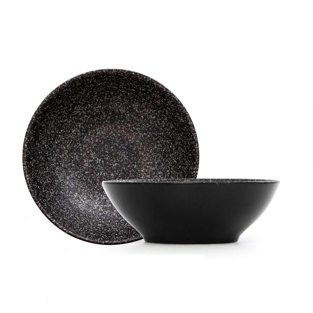 Ensaladeras Ensalada 2pcs Cerámica cuenco de cerámica sopa fideos Tazón horno cristal frutas Postre color sólido para Restaurantes y Hogares(Schwarz)