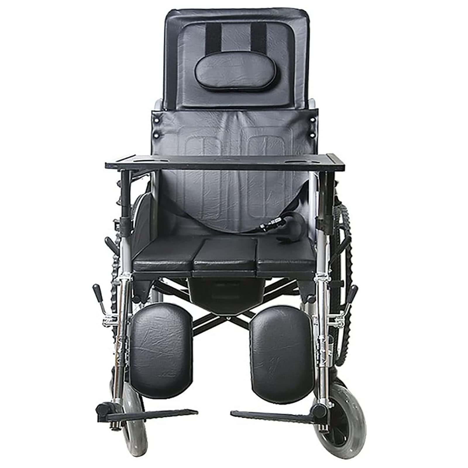 PEAMAN Ultra Ligero Plegable Silla de Ruedas, Reclinable estándar con reposacabezas extraíble Ayuda a la Movilidad Silla de Viaje cómoda y...