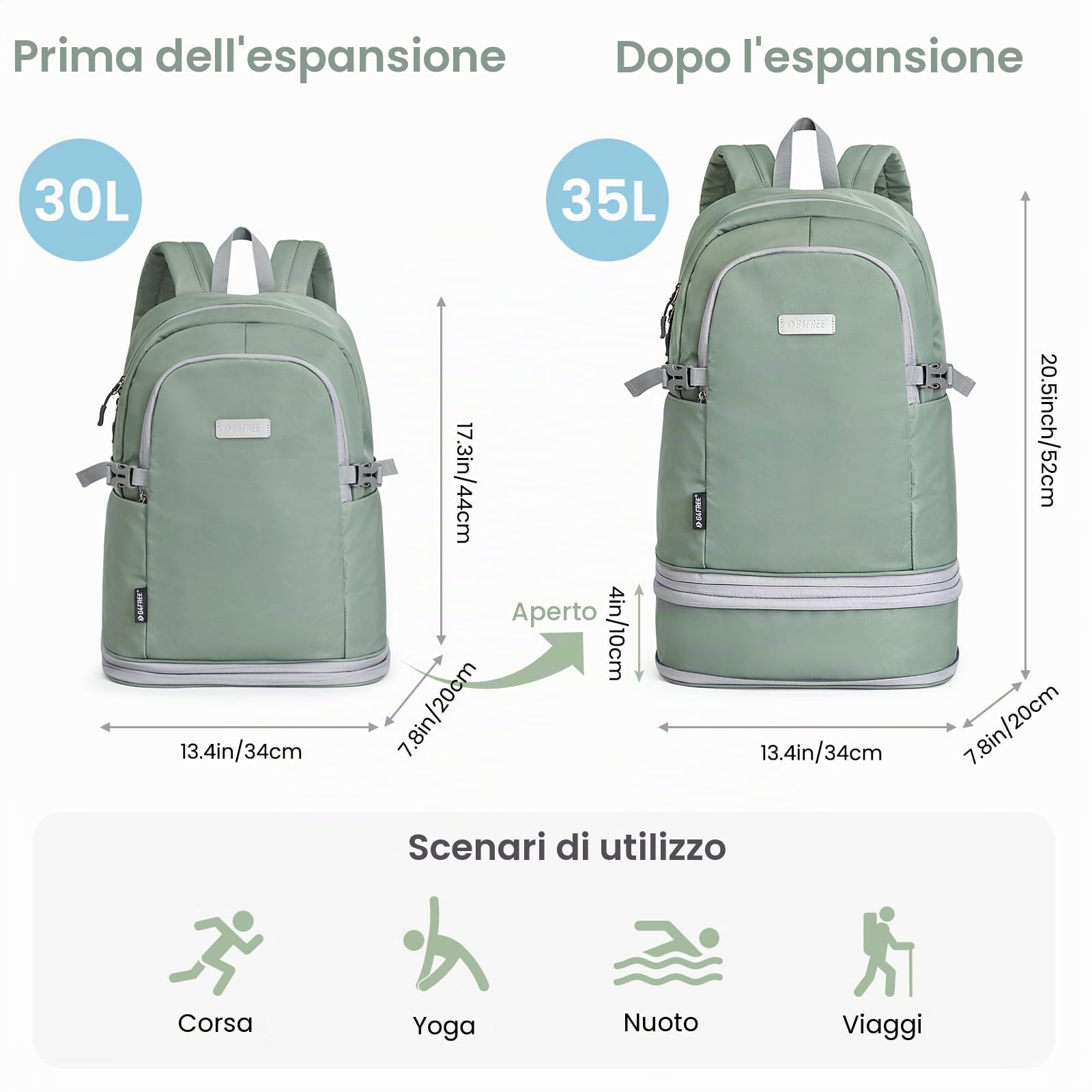 G4Free Pickleball, zaino da uomo e donna, leggero, per palestra, sport, nuoto