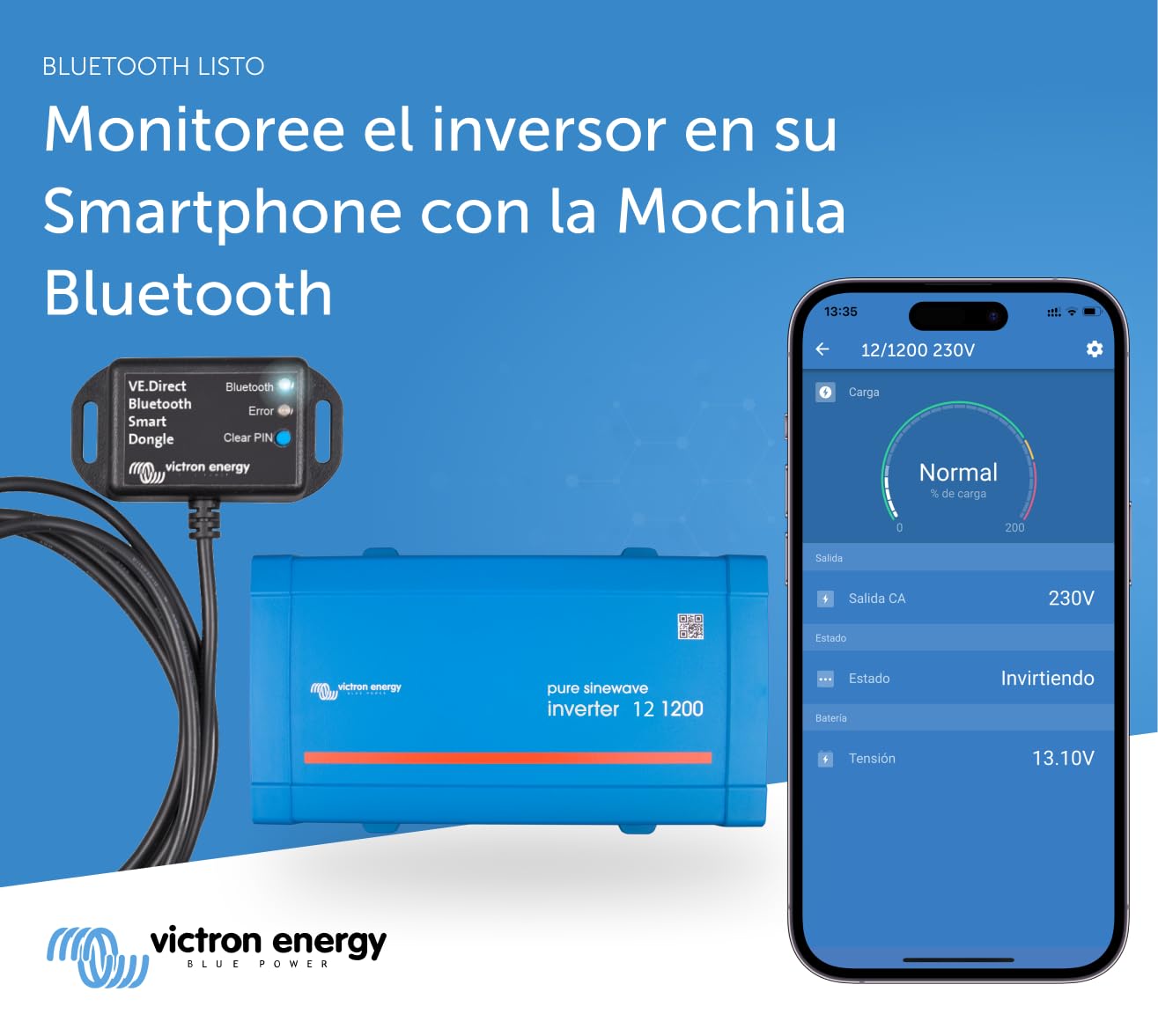 Victron Energy 1200VA 12-Voltios 230 VCA Inversor de Onda Sinusoidal Pura (Schuko)