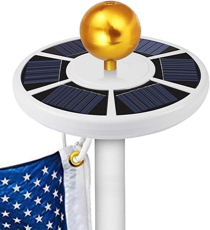 Solar Flag Pole LED Light IP65 Weatherproof Downlight Lights up Flag on Most 15 to 25 Ft Flagpole with Auto On/Off Night Lighting (White)