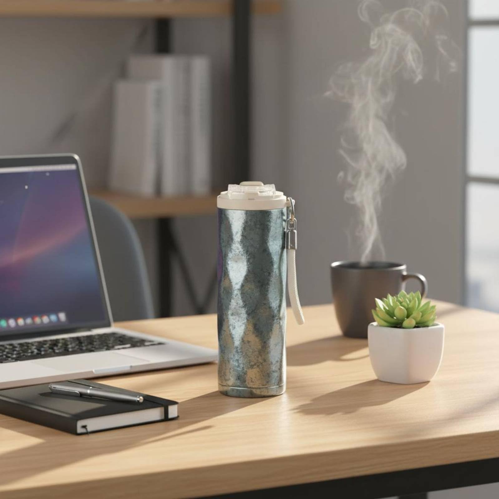 MagiDeal Tazza Termica Isolata Tazza da Viaggio Bicchiere Borraccia con Isolamento Sottovuoto in Titanio con Coperchio Antigoccia E Tracolla Mantiene Caldo E