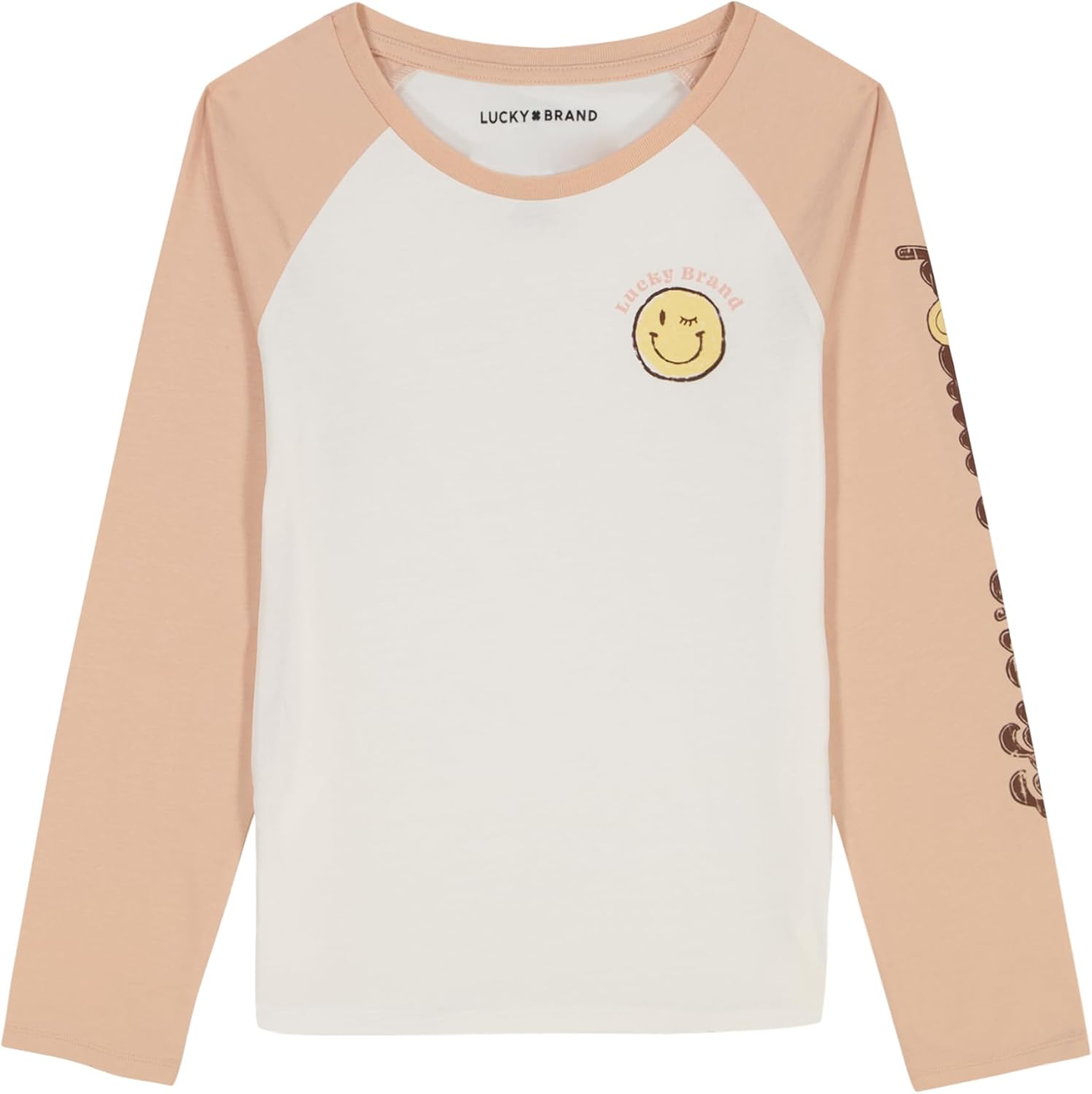 Lucky Brand Girls Long Sleeve Graphic T-Shirt, Tagless Cotton Tee with Fun Designs