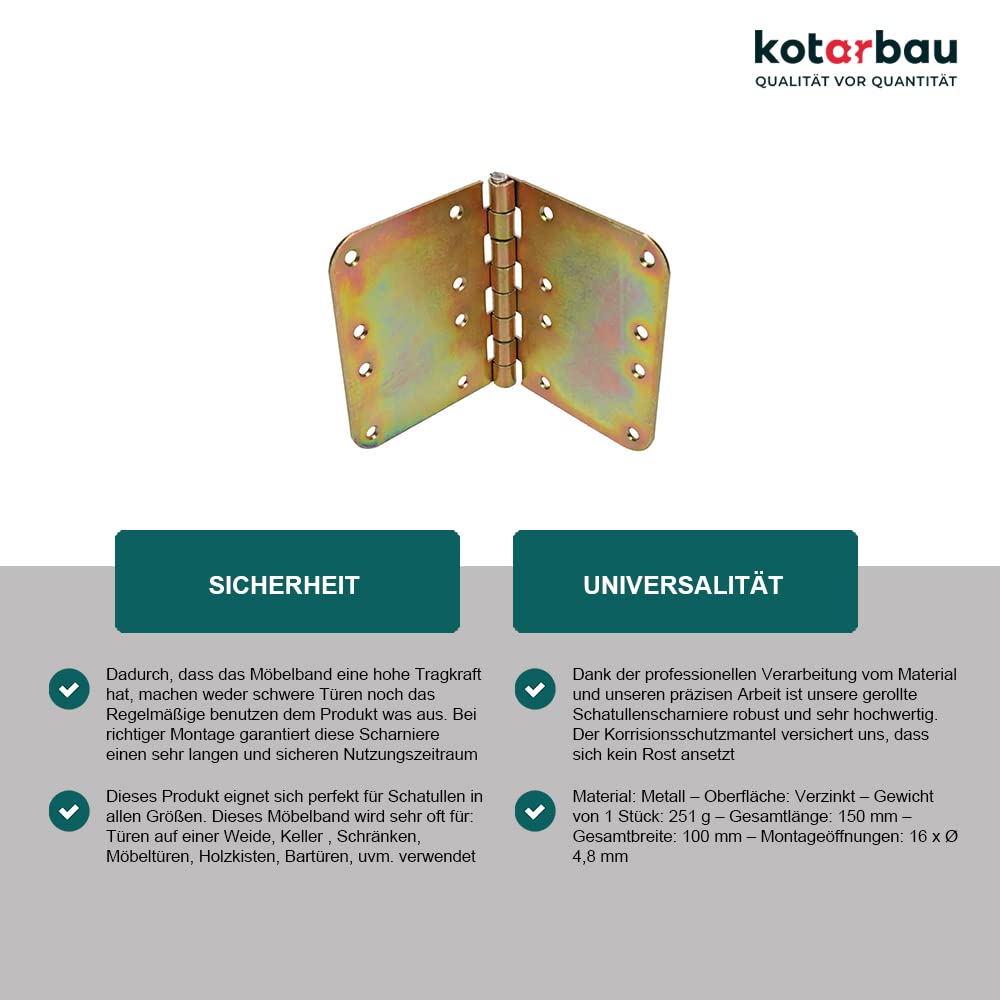 KOTARBAU® Meubelscharnieren 100 x 45 mm 25 st. Opgerolde scharnieren alle maten tafelband deurband meubelband verzinkt deurscharnieren scharnieren krattenband kastscharnieren