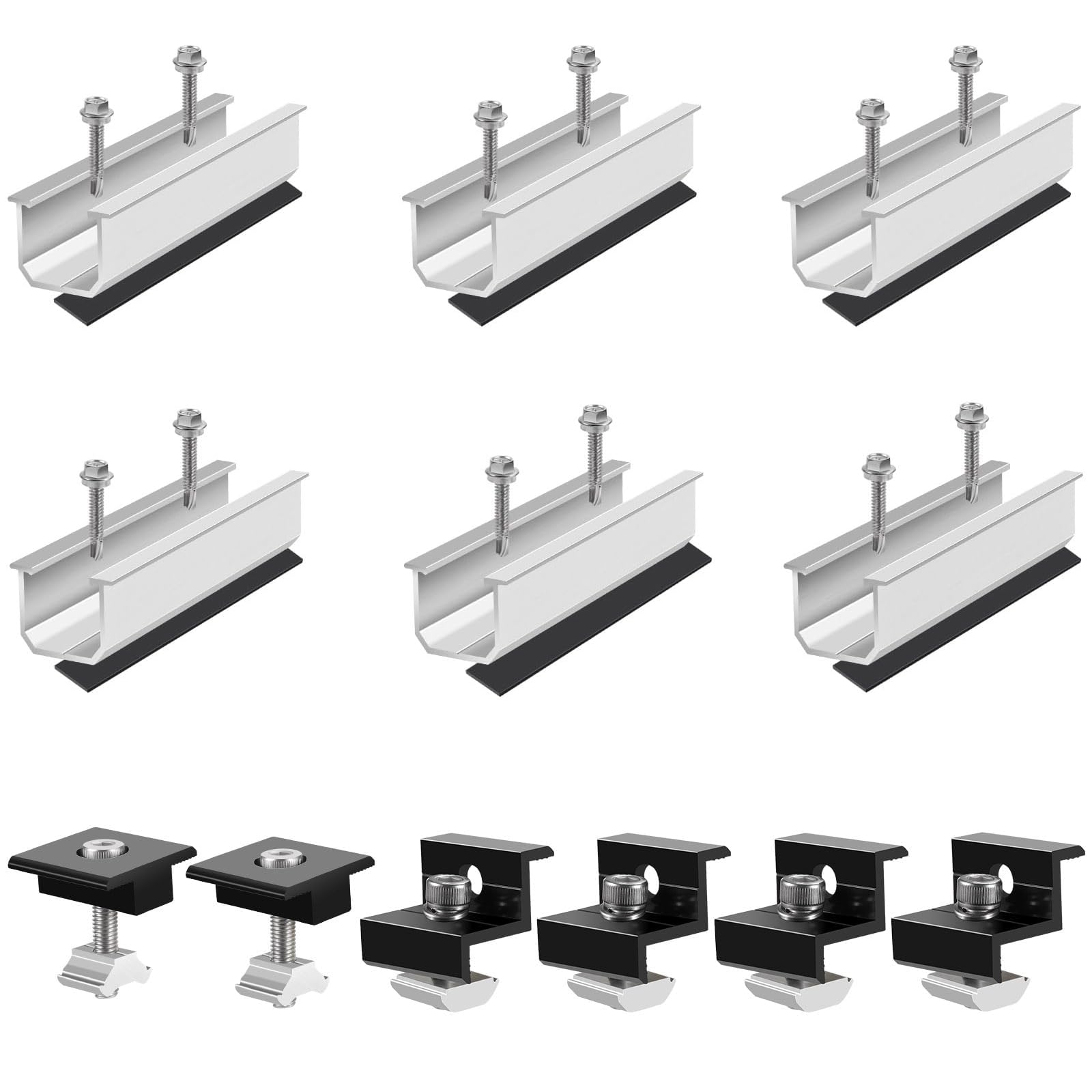 Kit di supporto per modulo solare (12 cm) e accessori, fissaggio pannelli fotovoltaici (30 – 35 mm) staffe a l per pannelli solari, centralina solare da balcone, guida a T
