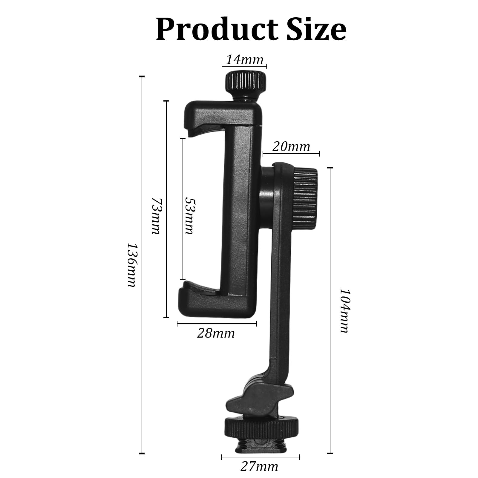 Soporte universal para teléfono para trípode y accesorios de cámara, abrazadera ajustable de aleación de aluminio para smartphone con soporte de zapata fría (rojo)