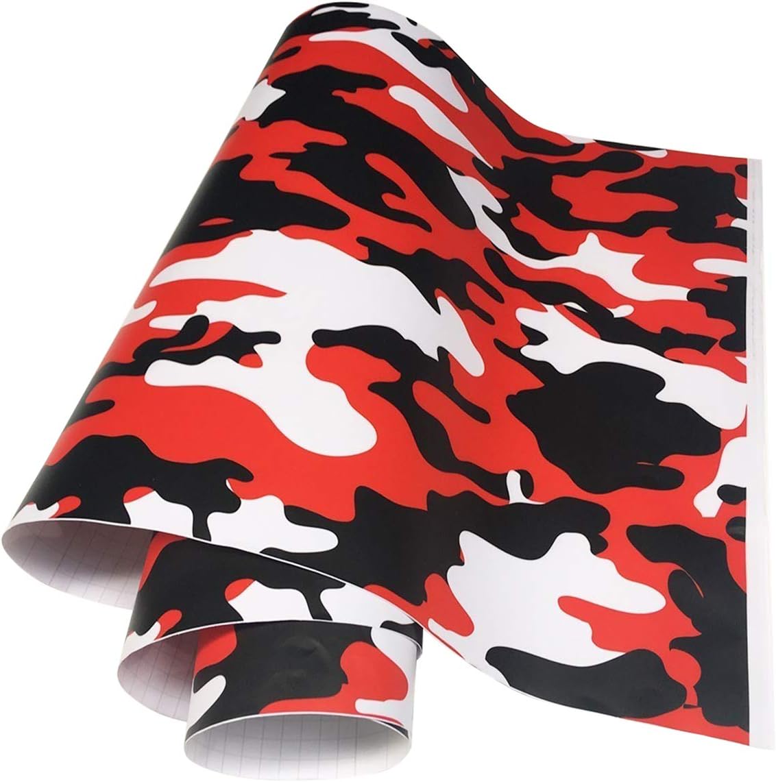 Automotive Vinyl Wrap, Car Paint Film Roll, Vehicle Sticker, Camo Theme, Red + Black, 6.6x1.6ft