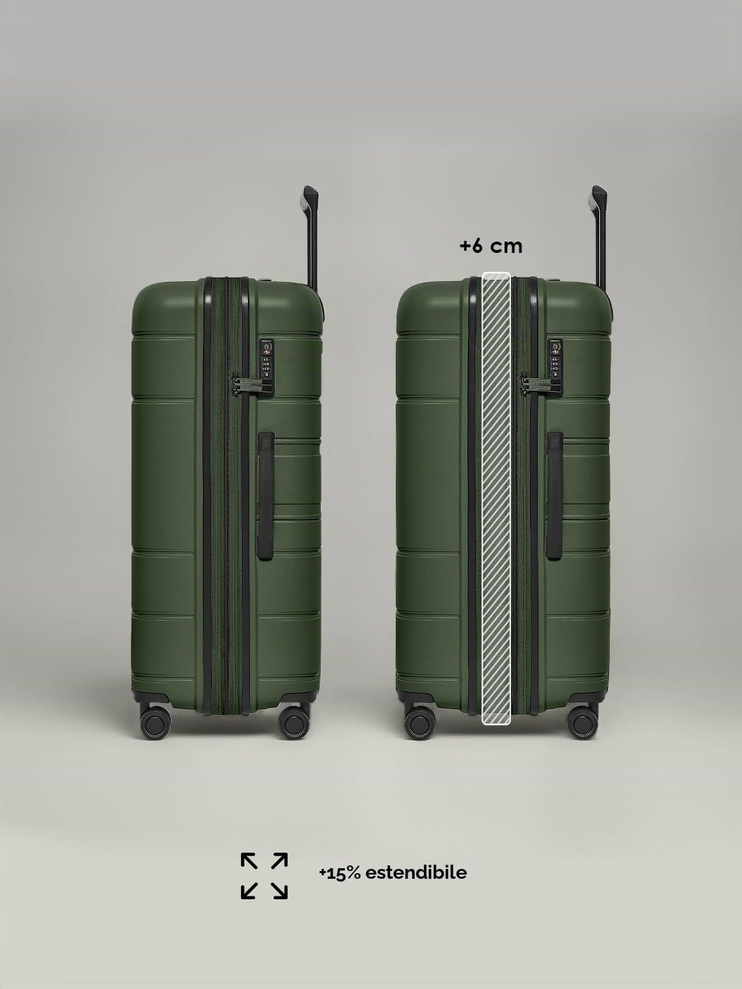 REDOLZ valigia grande 76 cm rigida espandibile TSA 4 ruote bagaglio da stiva Essentials 11+