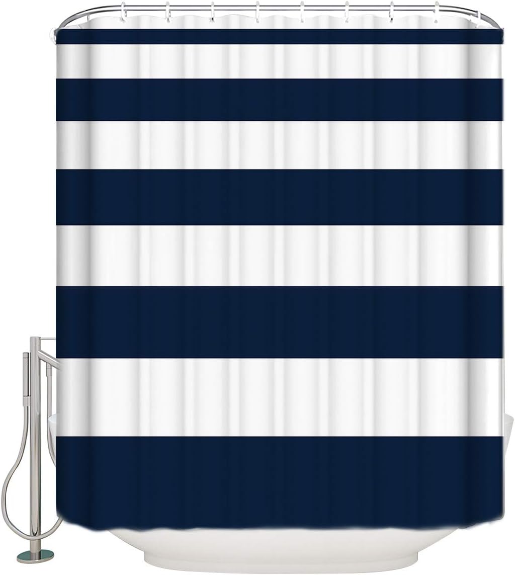 Vandarllin Nautical Stripe Design Fabric Shower Curtain