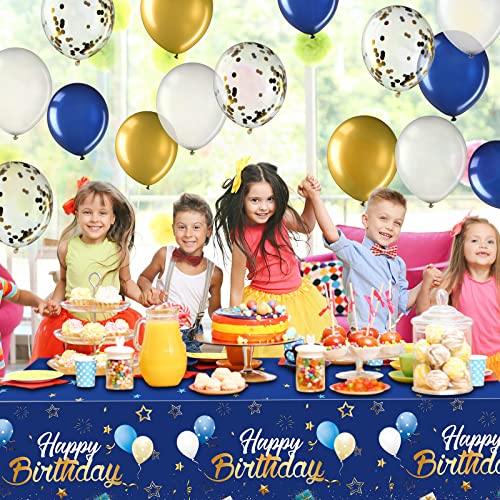 Moukeren Navy Blue and Gold Birthday Party Decorations 56 Pcs Happy Birthday Photography Backdrop Banner Tablecloths Confetti Balloons Kit for Boys Girls Men Women Party Supplies Decor - Thumbnail 6