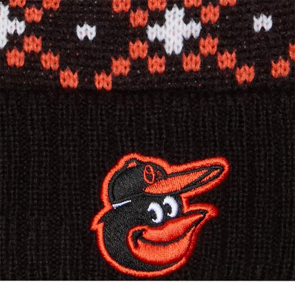 New Era Youth Baltimore Orioles Pom Cuffed Knit Beanie Hat Black