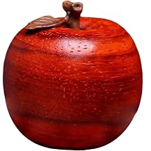 Hand Carved Wooden Apple Figurine, Small Red Fruit Sculpture Table Centerpiece for Farmhouse Home Decor